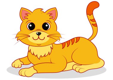 Çizgi film Kedi Vektörü Düz Tasarımı Beyaz Arkaplanda İzole Edildi