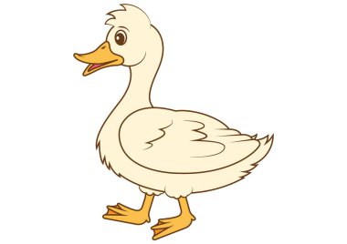 Çizgi film ördek vektör düz tasarımı beyaz arkaplanda izole edildi