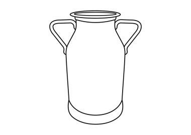 Beyaz arkaplanda siyah ve beyaz süt sürahi düz tasarım