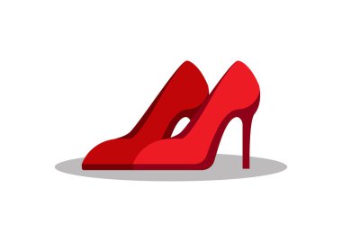 Kadınlar için kırmızı şık ayakkabılar, beyaz arka planda izole edilmiş düz vektör tasarımı.