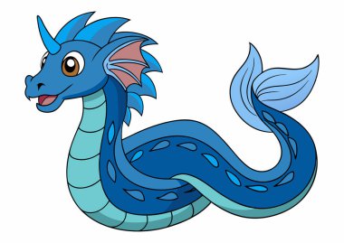 Ejderha gibi çizgi film yılanı. Eski su ejderhası.