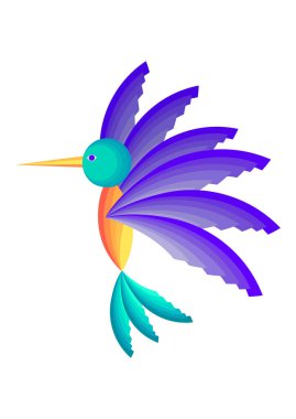 Renkli Hummingbird düz tasarımı beyaz arkaplanda izole edildi