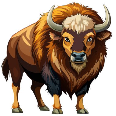 Beyaz arkaplanda Bizon Clipart düz tasarımı