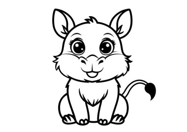 Siyah beyaz şirin çizgi film Eşek