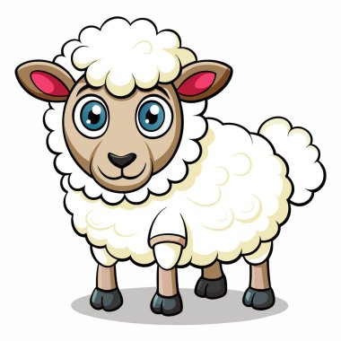 Beyaz arka planda izole edilmiş çizgi film koyunu