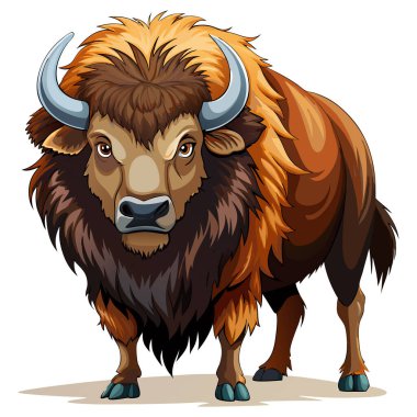 Beyaz arkaplanda Clipart bizon düz tasarımı