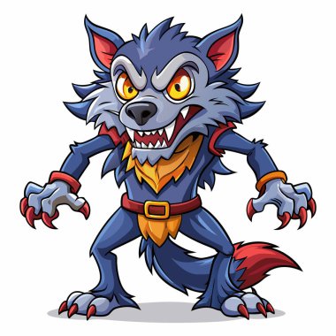 Beyaz arka planda Clipart cadılar bayramı kurt adamları