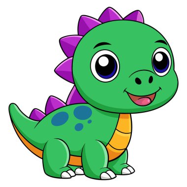 Beyaz arka planda şirin bir bebek dinozor.