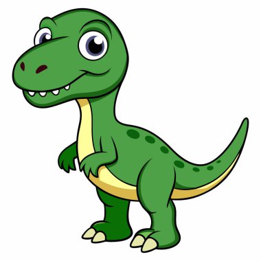 Beyaz arka planda izole edilmiş şirin yeşil dinozor dizaynı.