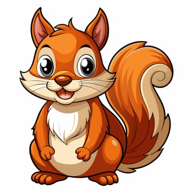 Beyaz arka planda şirin çizgi film sincabı düz tasarımı