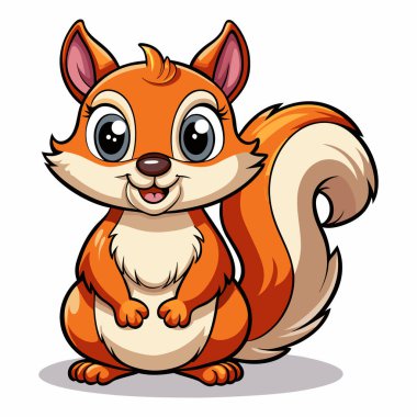 Sevimli çizgi sincap beyaz arka plan üzerinde