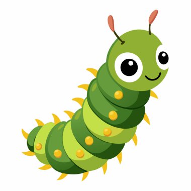 Beyaz arka planda izole edilmiş şirin tırtıl tasarımı.