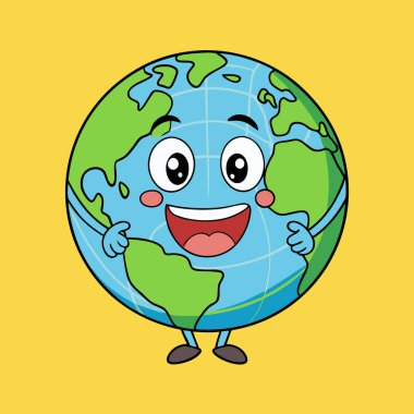 Sarı arka planda gülümseyen bir yüzü olan sevimli bir küre.