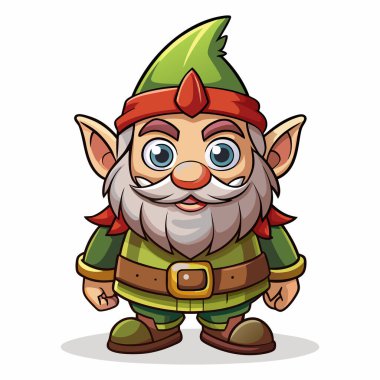 Beyaz zemin üzerinde izole şirin cüce clipart düz tasarımı