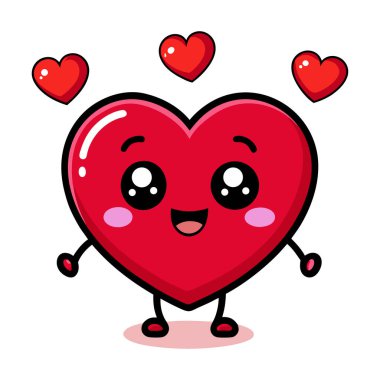 Sevgililer Günü için şirin kırmızı kalpler çizgi filmi.