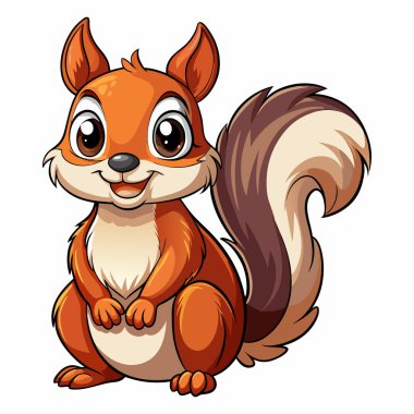 Beyaz arka planda izole edilmiş şirin sincap çizgi filmi.