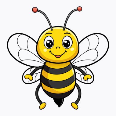 Beyaz arka planda mutlu çizgi film arıları