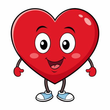 Sevgililer Günü için mutlu kırmızı kalpler çizgi filmi