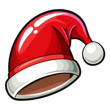 Beyaz arkaplanda Noel Baba şapkası düz tasarımı