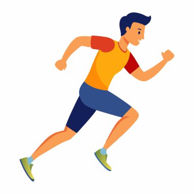 Beyaz arkaplanda izole edilmiş Clipart düz tasarımı çalıştıran bir adam