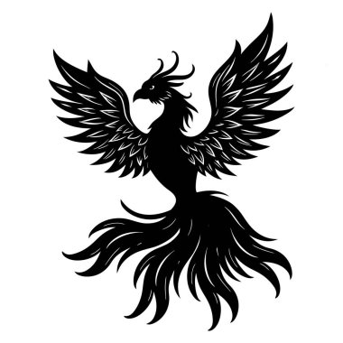 Beyaz arka planda el çizimi Phoenix silueti