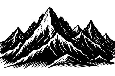 Elle çizilmiş dağ silueti