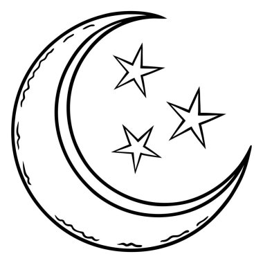 Beyaz arkaplanda el çizimi ay boyama sayfası