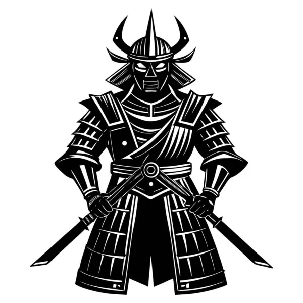  Beyaz arkaplanda Samuray silueti düz tasarımı