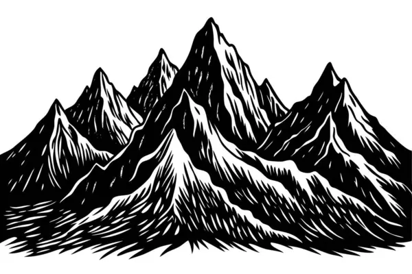 Beyaz arkaplanda el çizimi dağ silueti