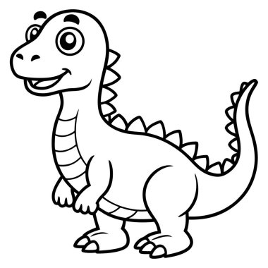 Şirin Karikatür Dinozor ana hatları siyah-beyaz