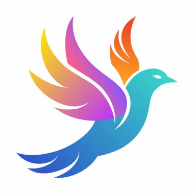 Beyaz arkaplanda güvercin renkli gradyan logosu