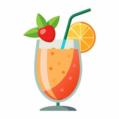 Beyaz arka planda meyve suyu kokteyli düz tasarımı