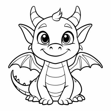 Sevimli çizgi film bebek ejderhasının ana hatları