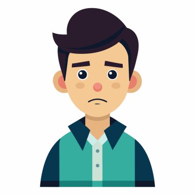 Beyaz arkaplanda hüzünlü Manclipart düz tasarımı