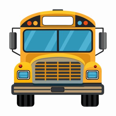 Beyaz arkaplan üzerinde Okul Otobüsü Ön Görünümü Clipart