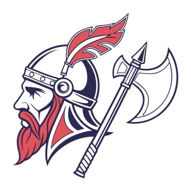 Vikings savaşçılarının logosu beyaz arka planda düz dizayn.