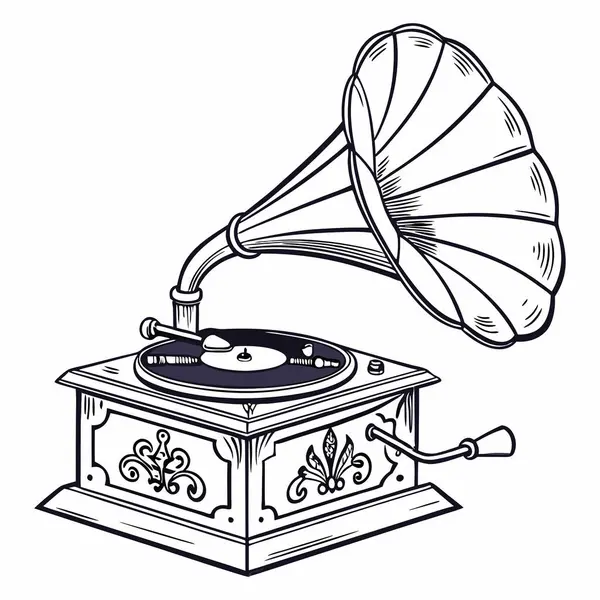 Beyaz arkaplan üzerine klasik Gramofon notları