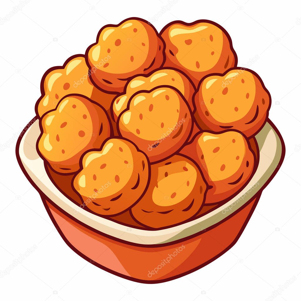 Chicken Nuggets clipart flat design isolated on white background