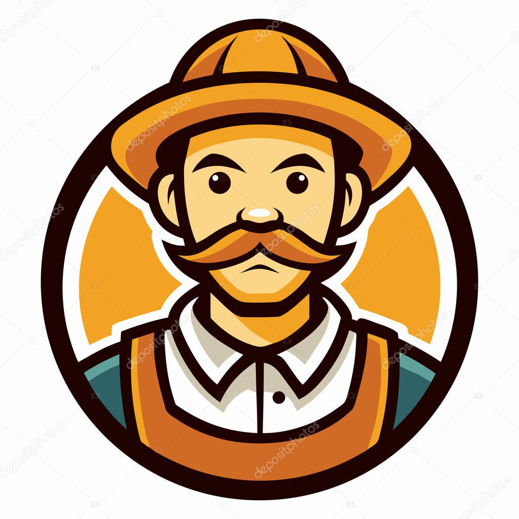 Farmer illustration mascot logo on white background