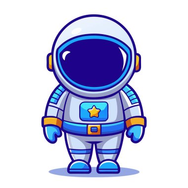 Beyaz arkaplanda astronot karakteri