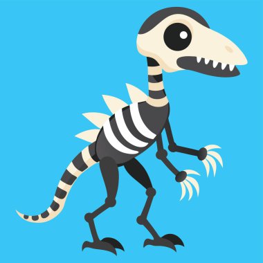 Mavi arkaplanda iskelet dinozor karakteri zirvesi