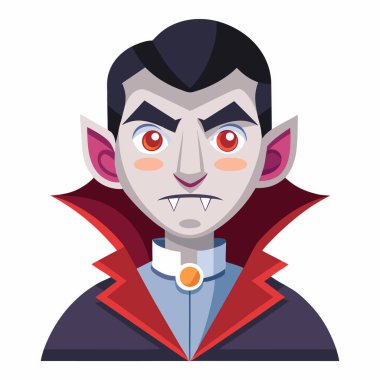 Beyaz arkaplanda Drakula Clipart 'ın düz tasarımı