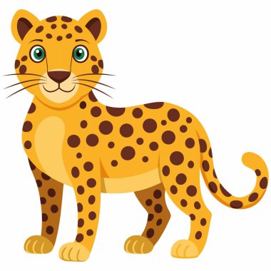 Beyaz arkaplanda leopar karikatürü