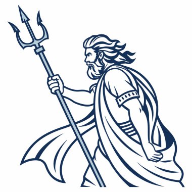 Beyaz arkaplanda Poseidon Clipart Vektör Sanatı