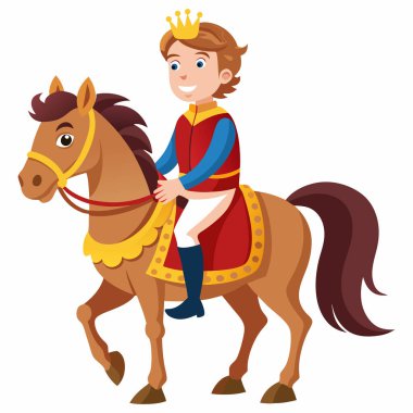 Beyaz arkaplanda at tırnak vektörü üzerinde prens