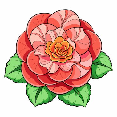 Beyaz arkaplanda izole edilmiş begonya çiçeği klibi düz tasarımı