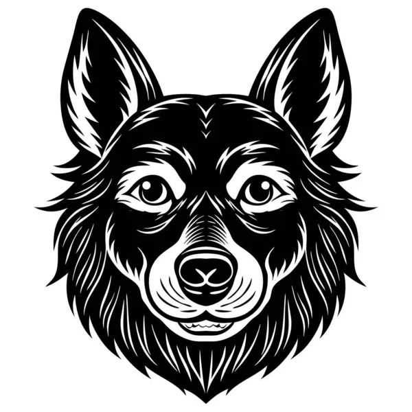 Siyah yüzlü köpek kafası beyaz arka planda izole edilmiş.