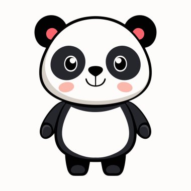 Mutlu Çizgi Film Pandası Karakteri beyaz arkaplanda izole edildi