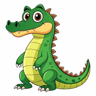 Beyaz arkaplanda izole edilmiş timsah çizgi filmi