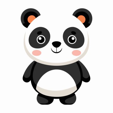 Beyaz arkaplanda şirin bir panda karakteri izole edildi
